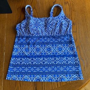 LANDS’ END tankini swim top SZ 14 DD Blue